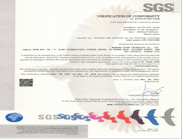 Niveau de la CE de pierre inorganique artificielle de quartz de Mordern Stone™